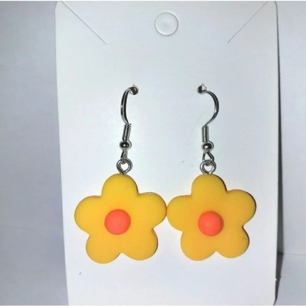 Yellow and orange flower earrings